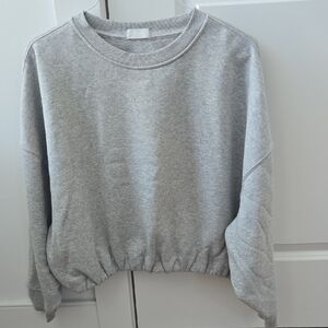 EUC Nuuds Vintage Fleece Cinched Waist Sweatshirt In Heather Gray, Size Large